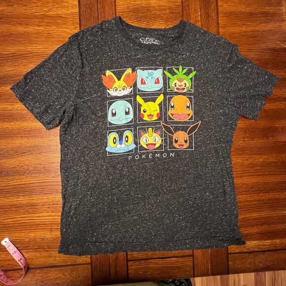 Pokémon Pikachu Bulbasaur Squirtle Charmander Short Sleeve T-Shirt Large Gray - Picture 3 of 9